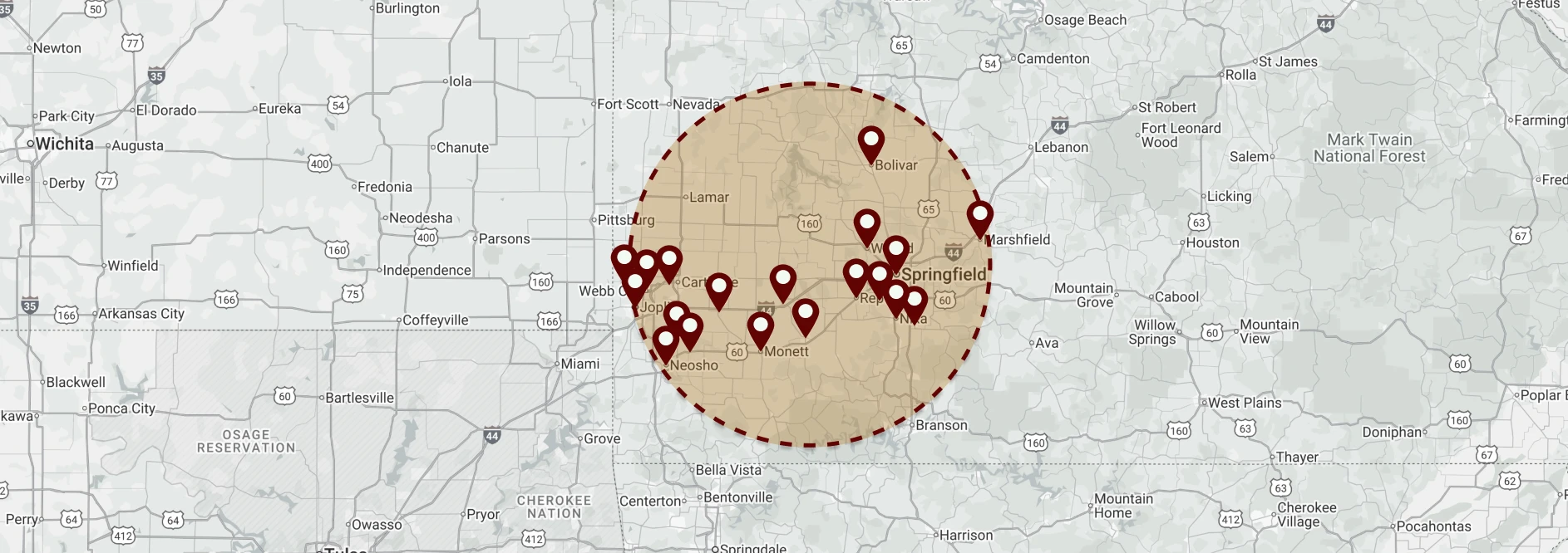 Full service area map